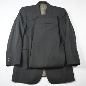 Vtg Y2K 2000s Boxy 38R 31x32 Brown 100% Wool Mens Jacket Pants Suit